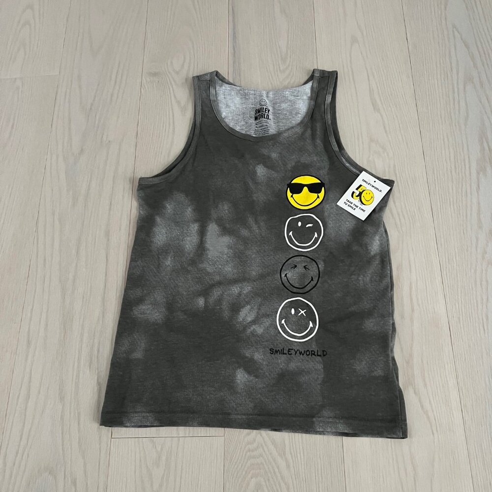 youth boys XL size 18 smiley world emoji grey tank top